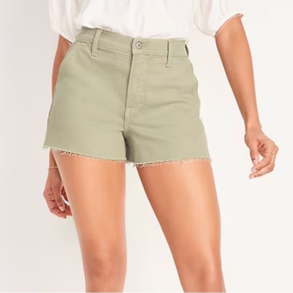 Old Navy Women's Sage Higher High‎ Rise Sky-Hi A-Line Shorts Size 14 Cut Off